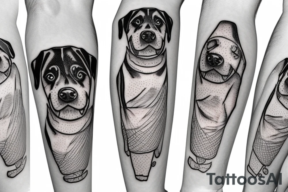 A rottweiler in a ice cream cone tattoo idea