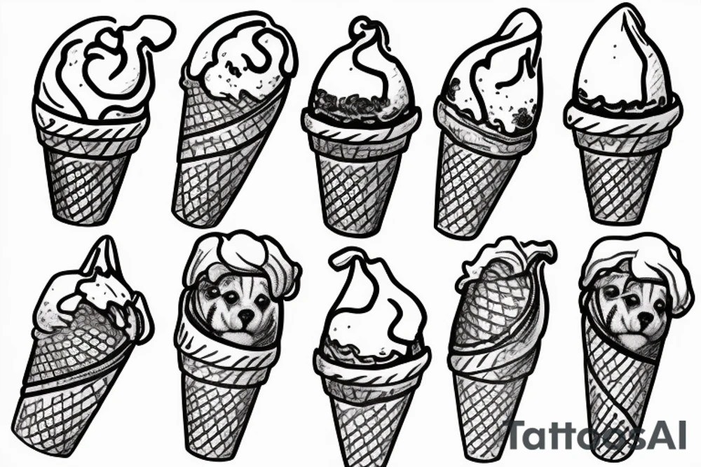 A rottweiler in a ice cream cone tattoo idea