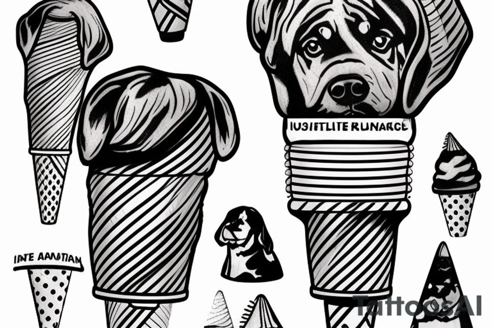 A rottweiler in a ice cream cone tattoo idea