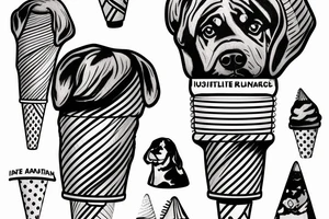 A rottweiler in a ice cream cone tattoo idea