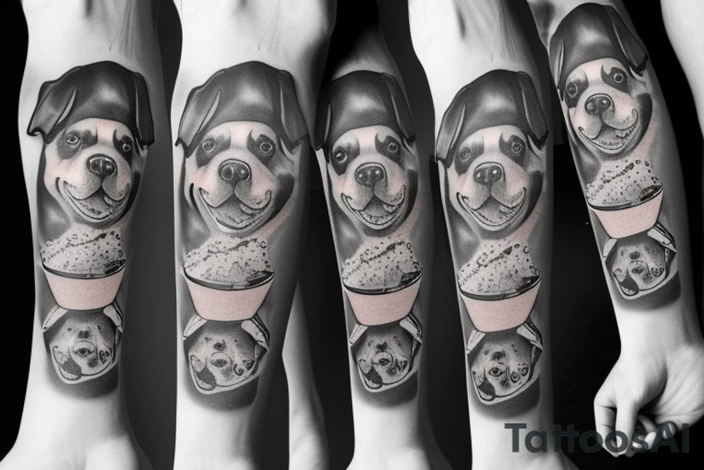 A rottweiler in a ice cream cone tattoo idea