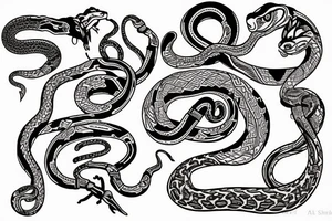 gypsy with snake and traditional symbols tattoo idea
