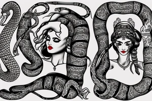 gypsy with snake and traditional symbols tattoo idea