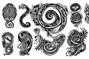 gypsy, traditional symbols, snake and flowers tattoo idea