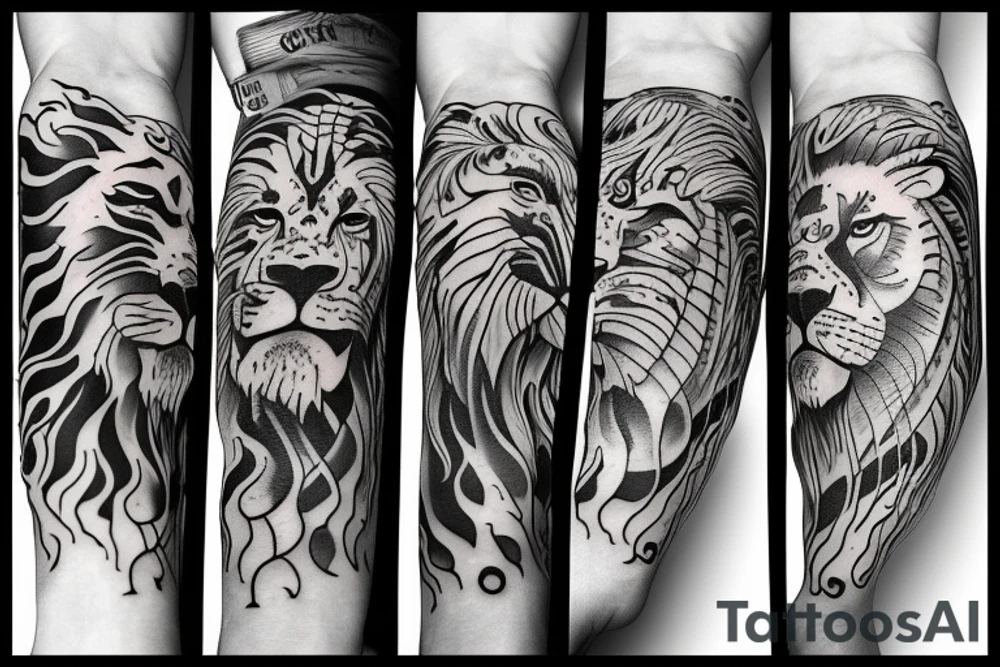 Lion fire tattoo idea