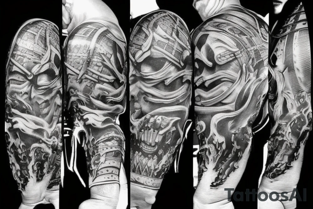Satan fighting spartan tattoo idea
