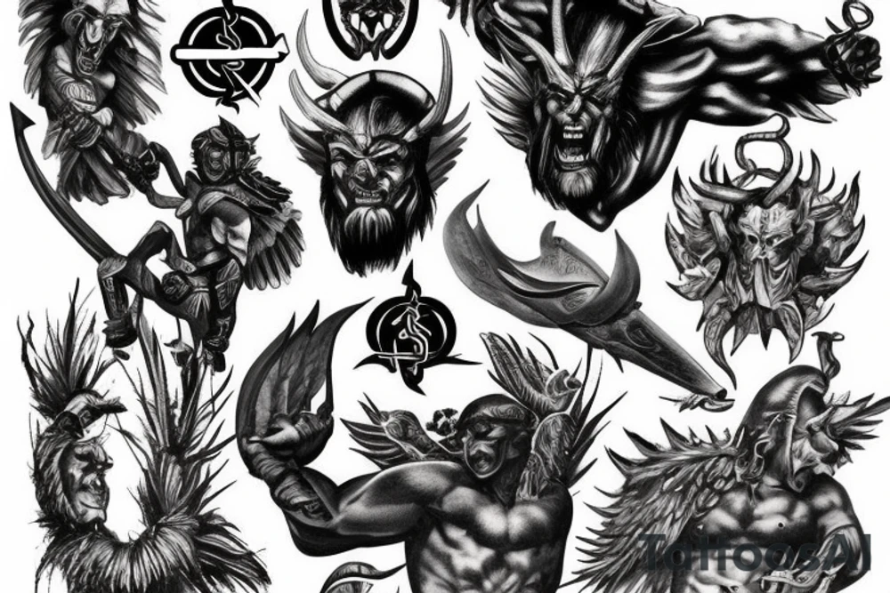 Satan fighting spartan tattoo idea