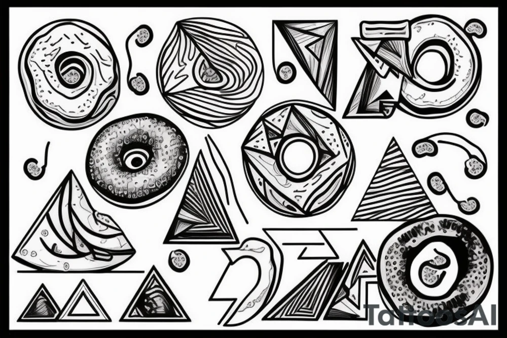 Triangle with 3 donuts and lines balancing tattoo idea