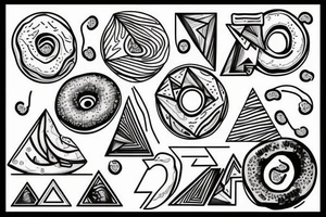 Triangle with 3 donuts and lines balancing tattoo idea