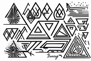 Triangle with 3 dots and lines balancing tattoo idea