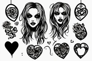 black widow with a heart hanging from a thread tattoo idea