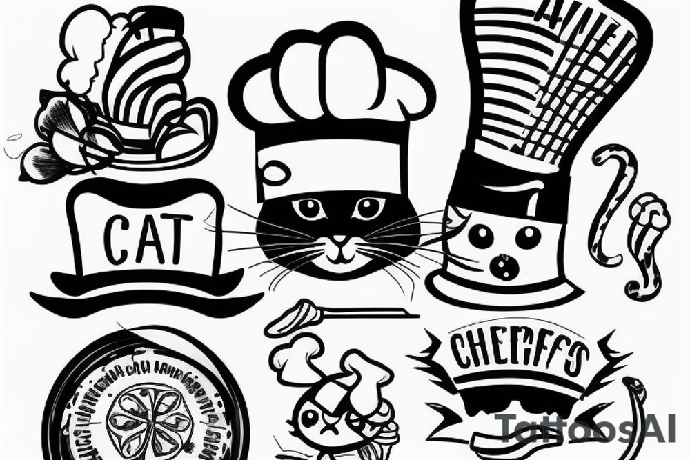 cat with chef hat on tattoo idea