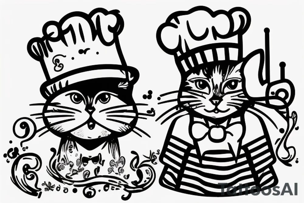 cat with chef hat on tattoo idea