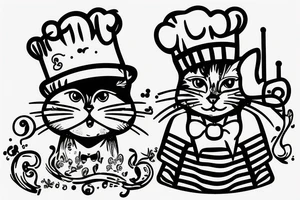 cat with chef hat on tattoo idea