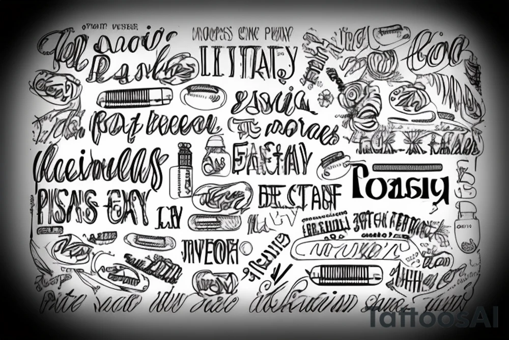 pills epilepsy words tattoo idea