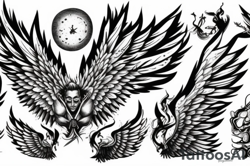 Icarus bursting through clouds with his wings melting tattoo idea Icarus bursting through clouds with his wings melting tattoo idea