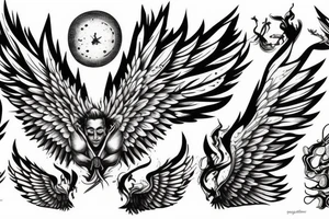 Icarus bursting through clouds with his wings melting tattoo idea