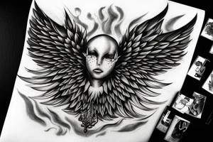 Icarus bursting through clouds with his wings melting tattoo idea