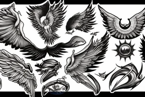 Icarus bursting through clouds with his wings melting tattoo idea