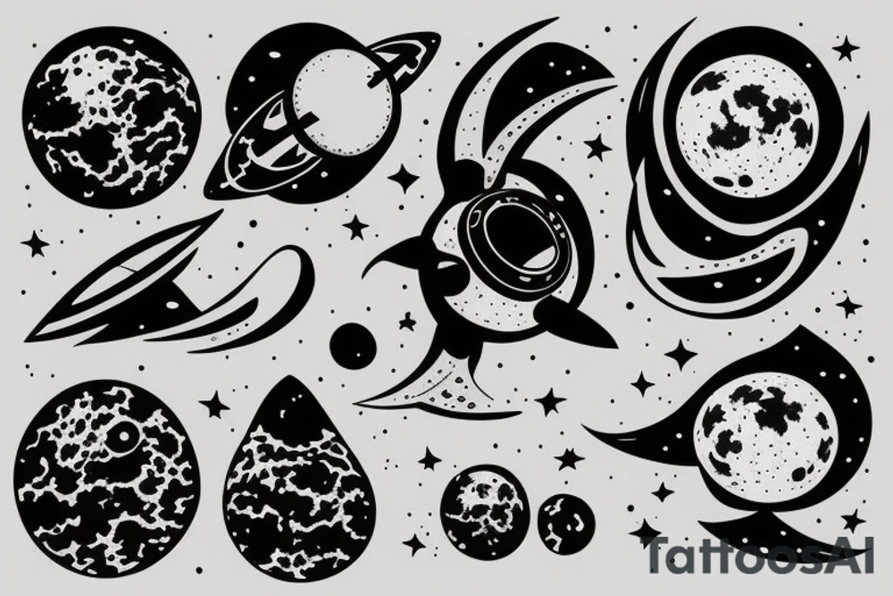 Astronaut sitting on moon tattoo idea