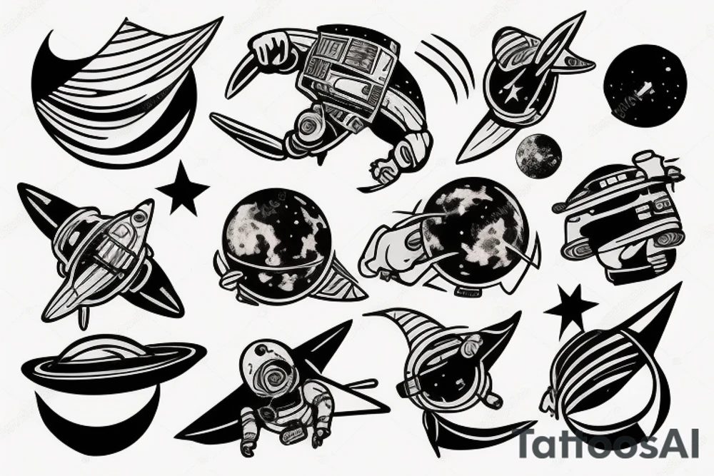 Astronaut sitting on moon tattoo idea