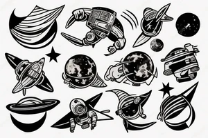 Astronaut sitting on moon tattoo idea