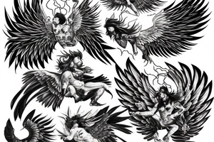 Icarus bursting through clouds with his wings melting tattoo idea