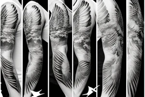 Icarus bursting through clouds with his wings melting tattoo idea