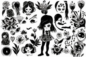 Little girl looking from a miror tattoo idea
