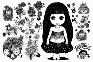 Little girl looking from a miror tattoo idea