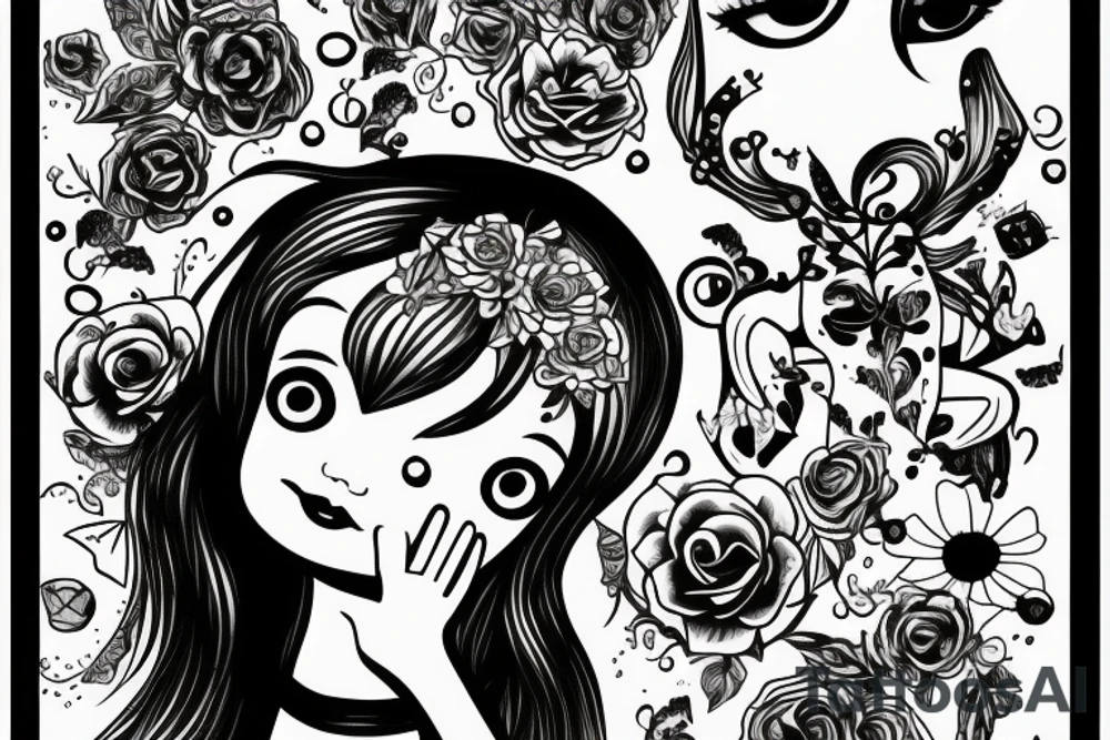 Little girl looking from a mirror tattoo idea