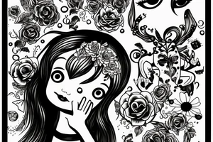 Little girl looking from a mirror tattoo idea