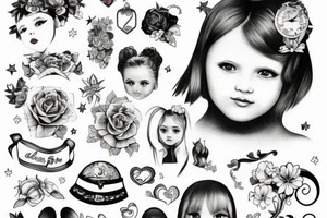 Little girl looking from a mirror tattoo idea