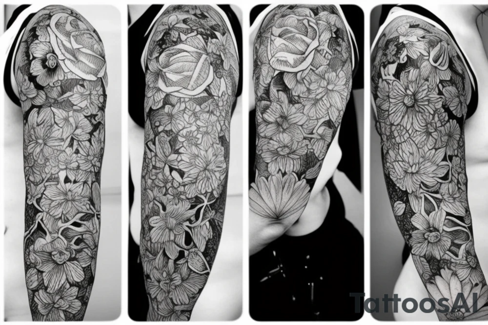 floral corpse tattoo idea