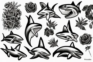 Flowers 
Shark tattoo idea