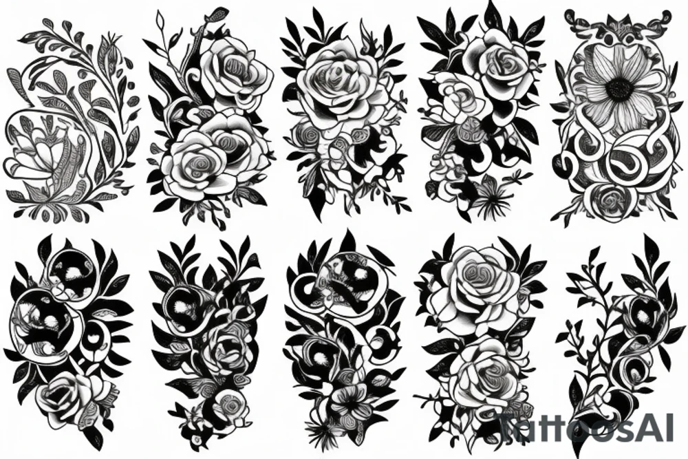 Flowers 
Moon tattoo idea