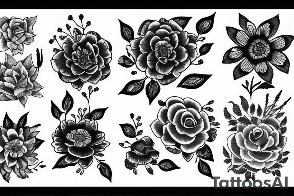 Flowers 
Moon tattoo idea