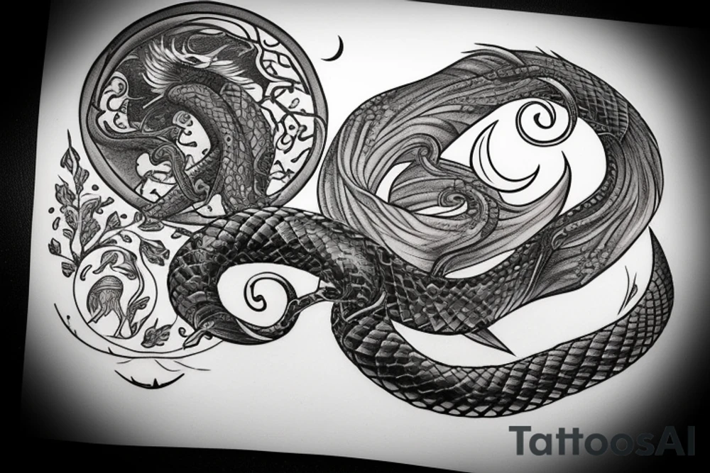 serpent crawling sword and ivy
raven in front of the moon tattoo idea