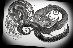 serpent crawling sword and ivy
raven in front of the moon tattoo idea
