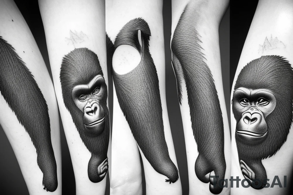 gorilla simple lines tattoo idea