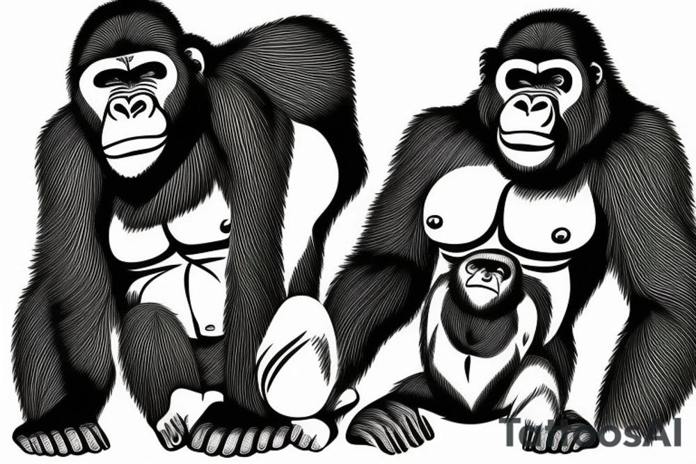 gorilla simple lines tattoo idea