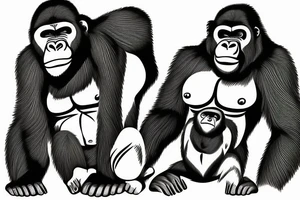 gorilla simple lines tattoo idea