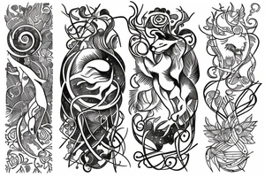 draw a tattoo with delicate lines where you can see the relationship of the universe with nature and my zodiac sign, which is aries. tattoo idea