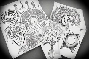 draw a tattoo with delicate lines where you can see the relationship of the universe with nature tattoo idea