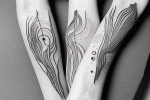 draw a tattoo with delicate lines where you can see the relationship of the universe with nature tattoo idea