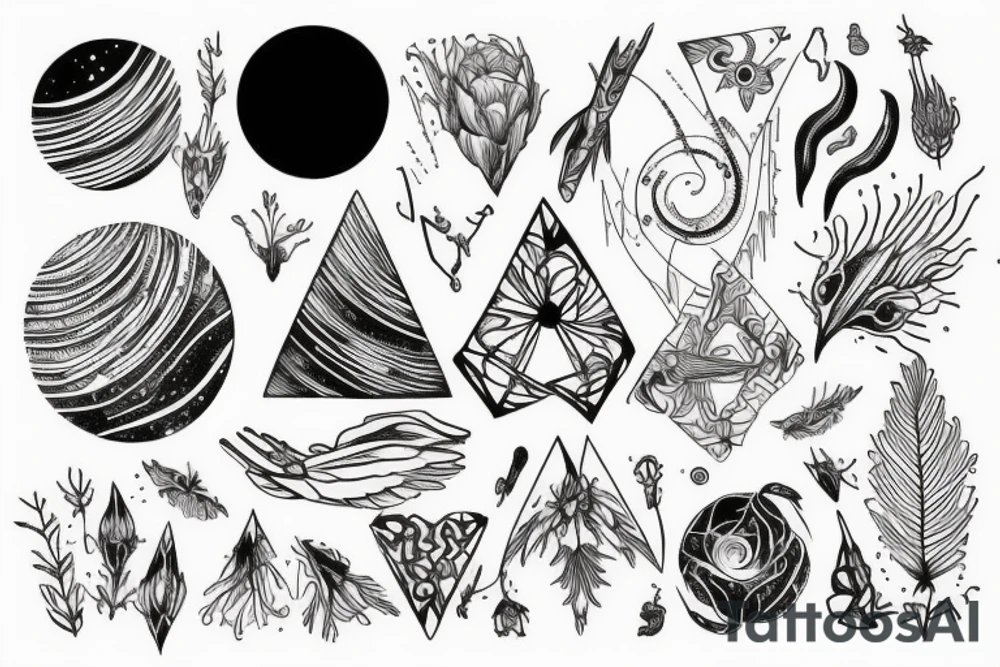 draw a tattoo with delicate lines where you can see the relationship of the universe with nature tattoo idea