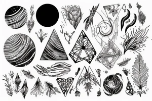 draw a tattoo with delicate lines where you can see the relationship of the universe with nature tattoo idea