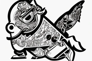 a skateboarding duck with a camera tattoo idea