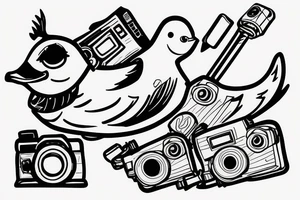 a skateboarding duck with a camera tattoo idea