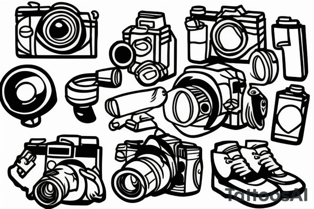 a skateboarding duck with a camera tattoo idea